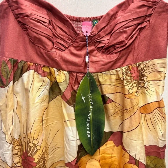 NWT FARM Rio Floral Pink and Yellow Mini Dress Size M - Picture 6 of 8